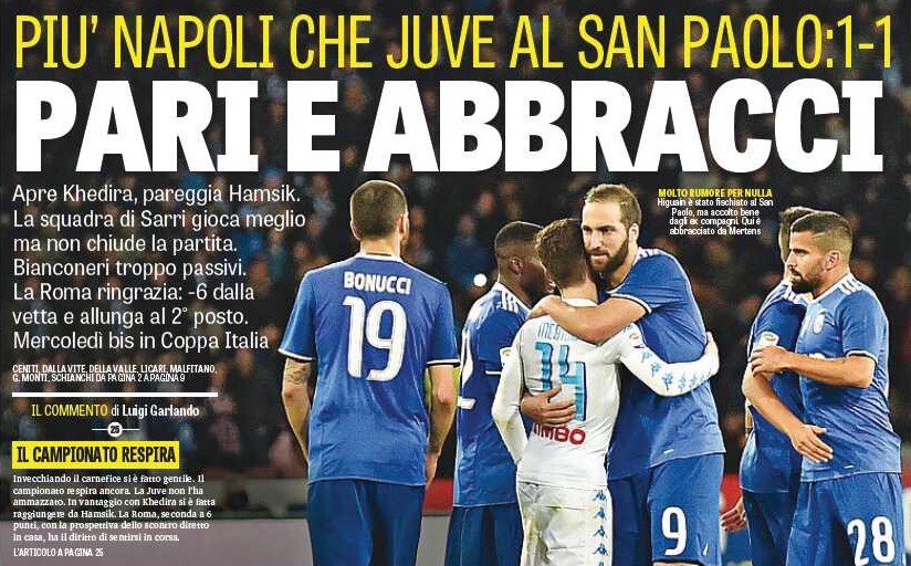 «Ничья и объятия». Заголовки Gazzetta, TuttoSport и Corriere за 3 апреля