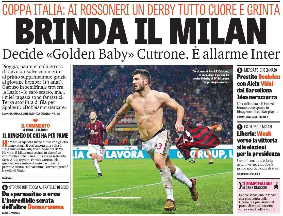 Тост за «Милан». Заголовки Gazzetta, TuttoSport и Corriere за 28 декабря