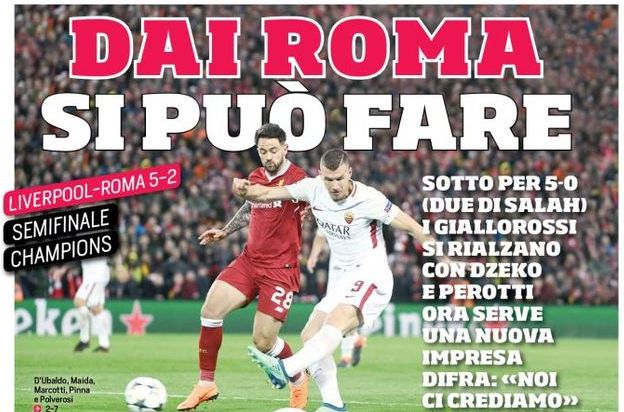 Давай «Рома», ты можешь это сделать. Заголовки Gazzetta, TuttoSport и Corriere за 25 апреля