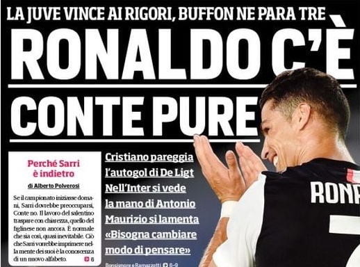 Роналду есть, Конте тоже. Заголовки Gazzetta, TuttoSport и Corriere за 25 июля