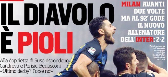 «Дьявол – это Пиоли». Заголовки Gazzetta, TuttoSport и Corriere за 21 ноября