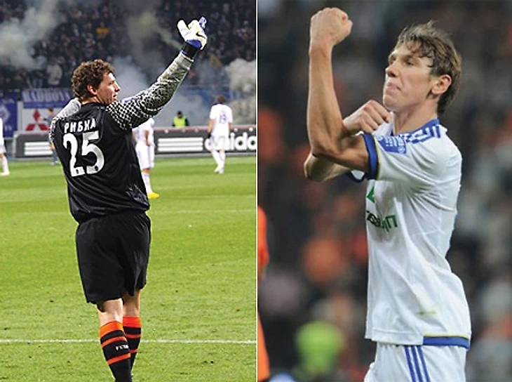 У кого длиннее?! Динамовец Гармаш (справа) за свой жест получил дисквалификацию. А голкипер