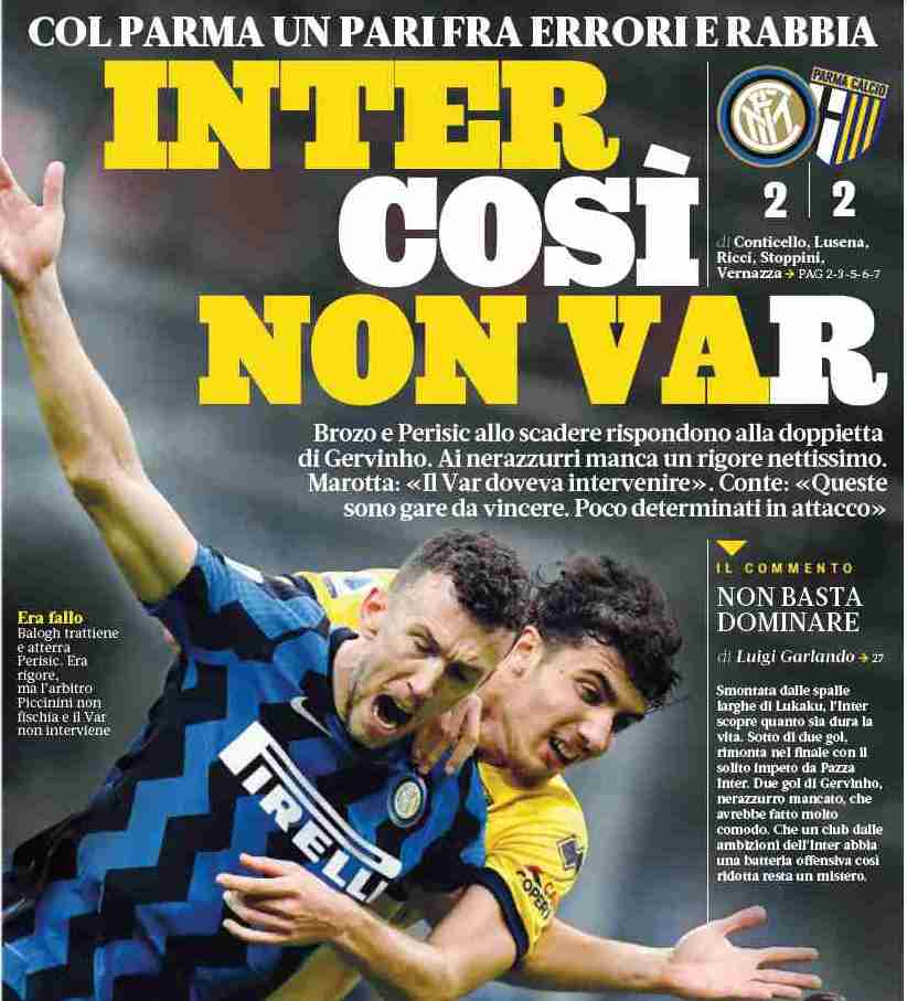 «Интер», так не пойдёт. Заголовки Gazzetta, TuttoSport и Corriere за 1 ноября