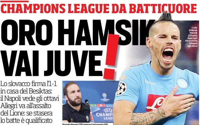«Золото Гамшика, давай, «Юве»!». Заголовки Gazzetta, TuttoSport и Corriere за 2 ноября