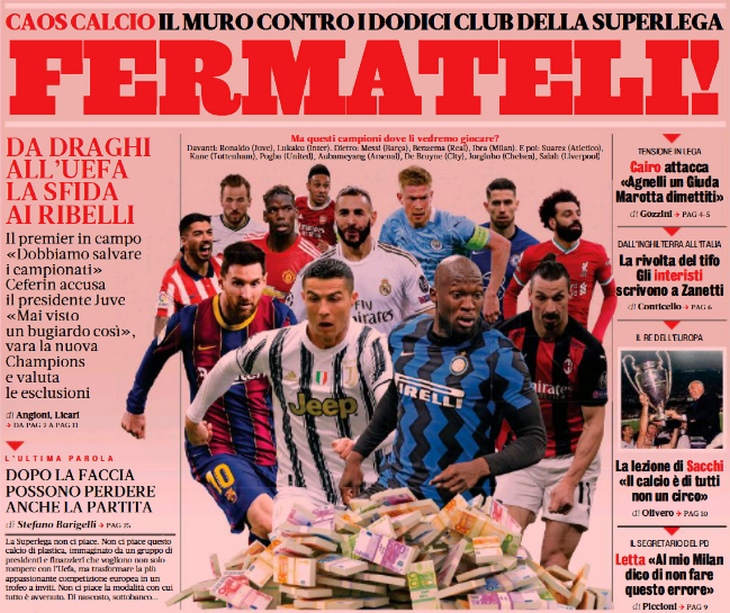Остановите их! Заголовки Gazzetta, TuttoSport и Corriere за 20 апреля