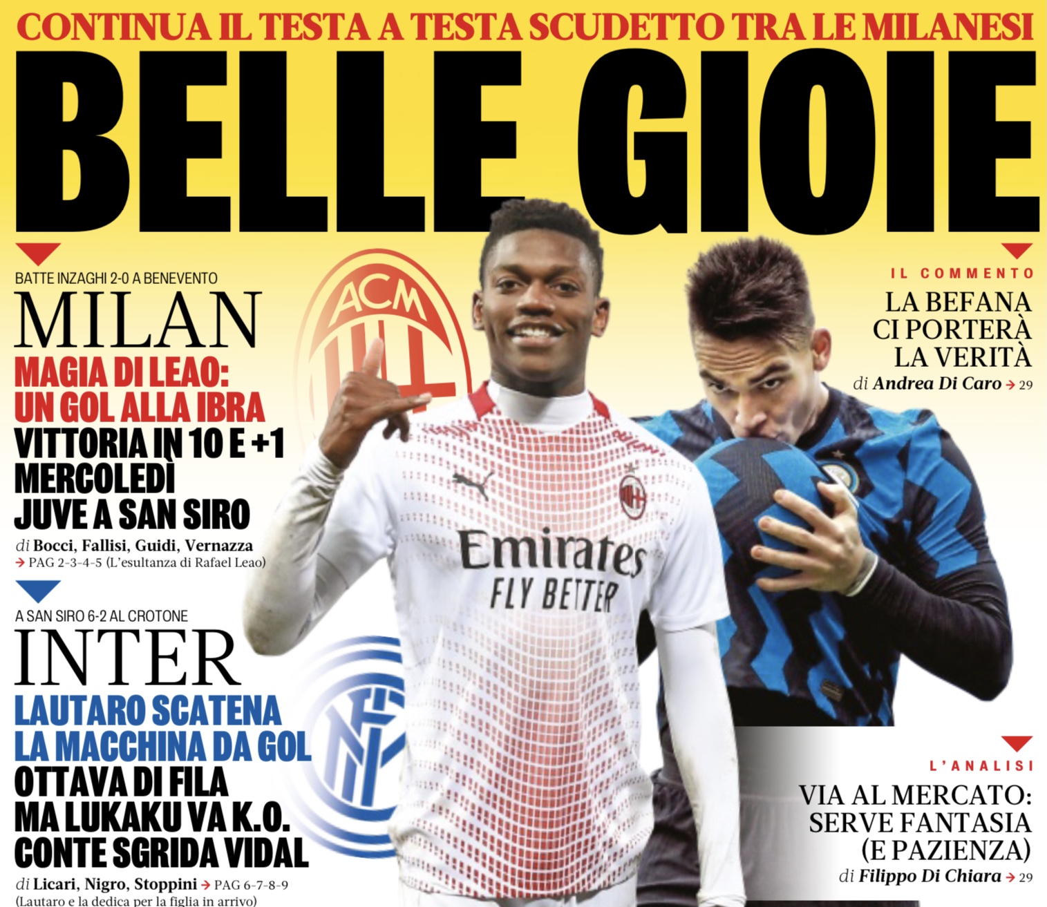 Красивые радости. Заголовки Gazzetta, TuttoSport и Corriere за 4 января