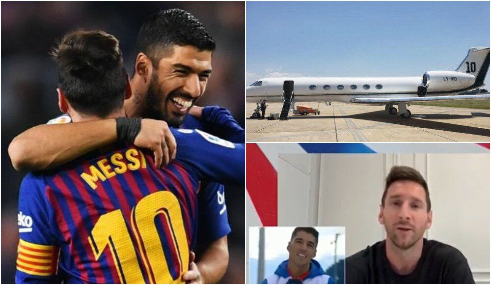 Суарес вернулся в Уругвай, а Лео записал ему эмоциональное обращение и передал самолет за 12 миллионов. Великие друзья❤️