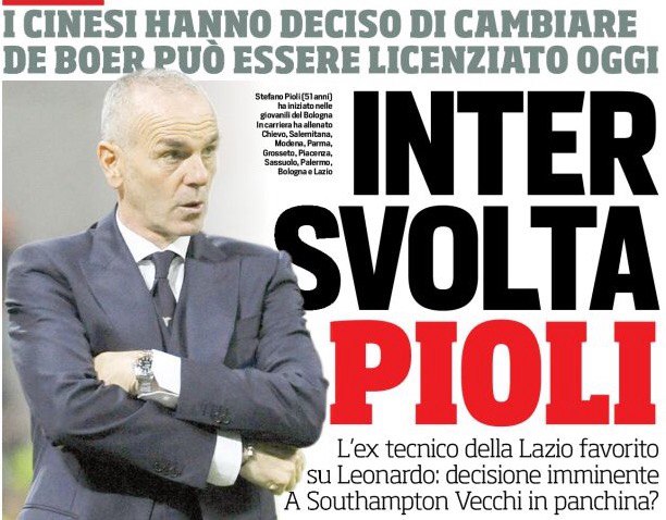 «Интер», поворот Пиоли». Заголовки Gazzetta, TuttoSport и Corriere за 1 ноября