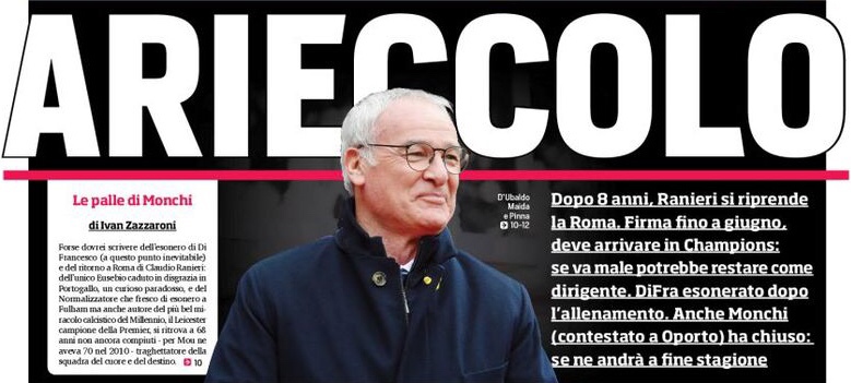 Вот и снова он. Заголовки Gazzetta, TuttoSport и Corriere за 8 марта