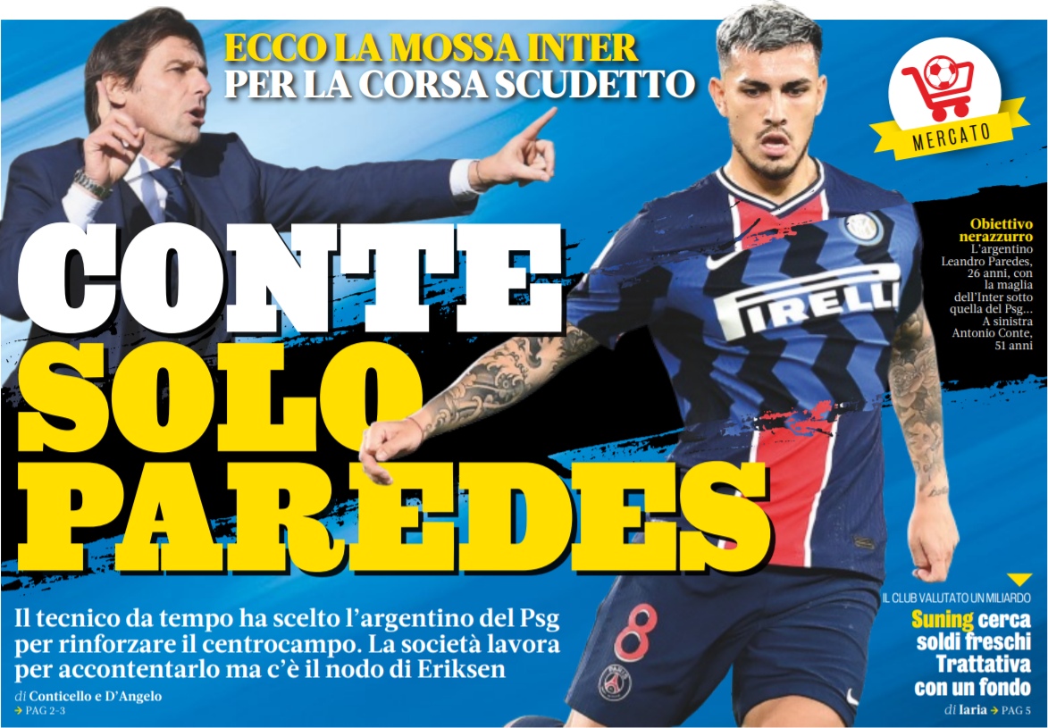 Конте, только Паредес. Заголовки Gazzetta, TuttoSport и Corriere за 9 января