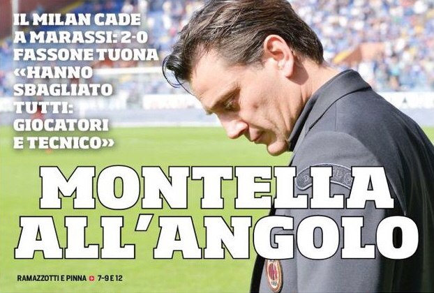 Монтелла в углу. Заголовки Gazzetta, TuttoSport и Corriere за 25 сентября