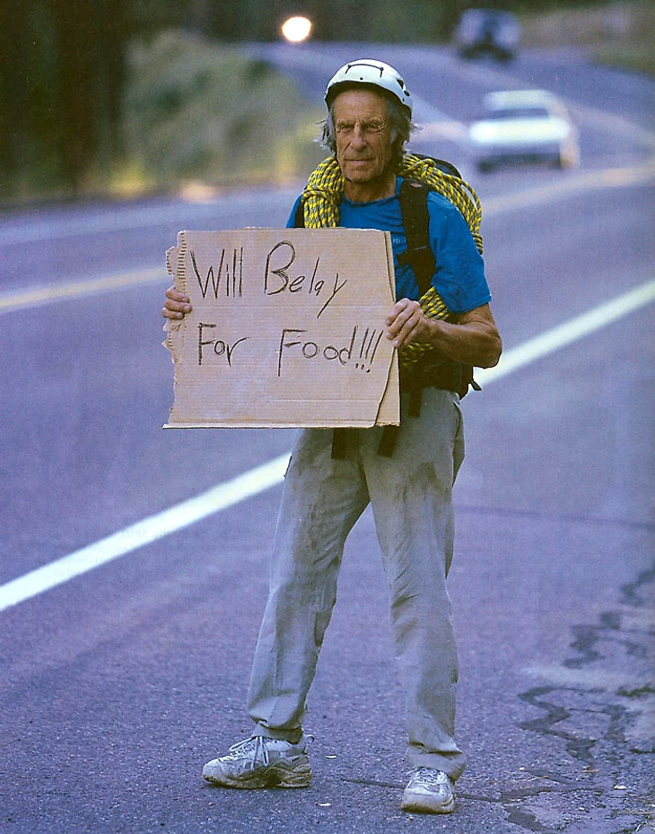 Fred Beckey climbing