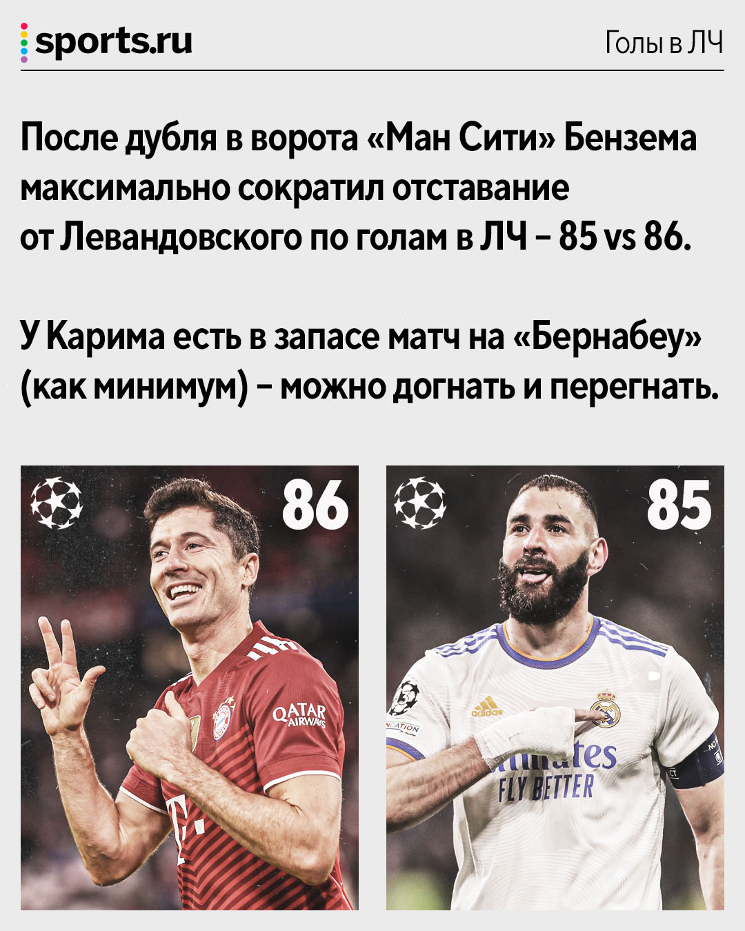 Кто круче в ЛЧ: Бензема или Левандовски? Сравнили голы (победные, в  плей-офф, с пенальти), дубли, хет-трики, ассисты и среднюю результативность  - Буря в стакане - Блоги - Sports.ru