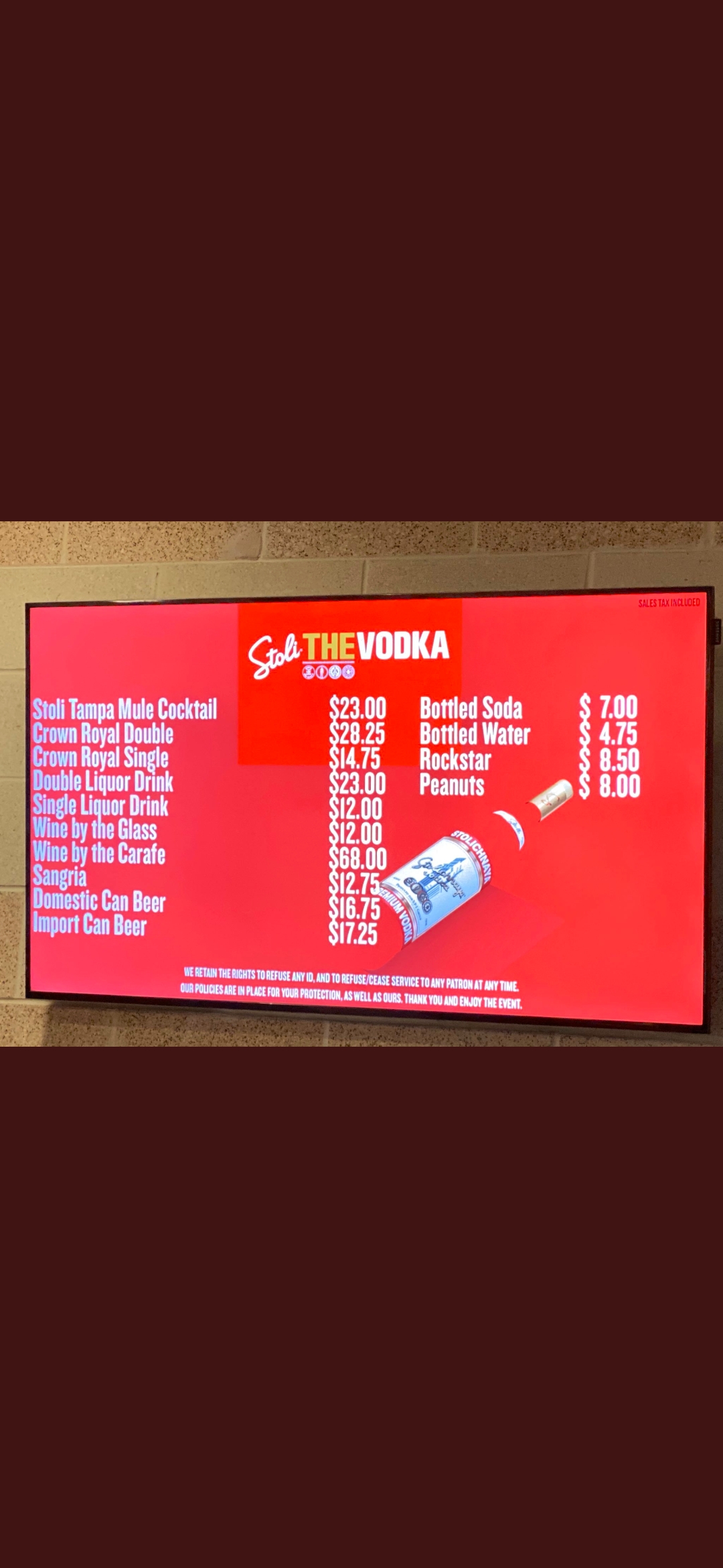 Сумасшедший ценник в кафе на стадионе ХК Тампа Бэй