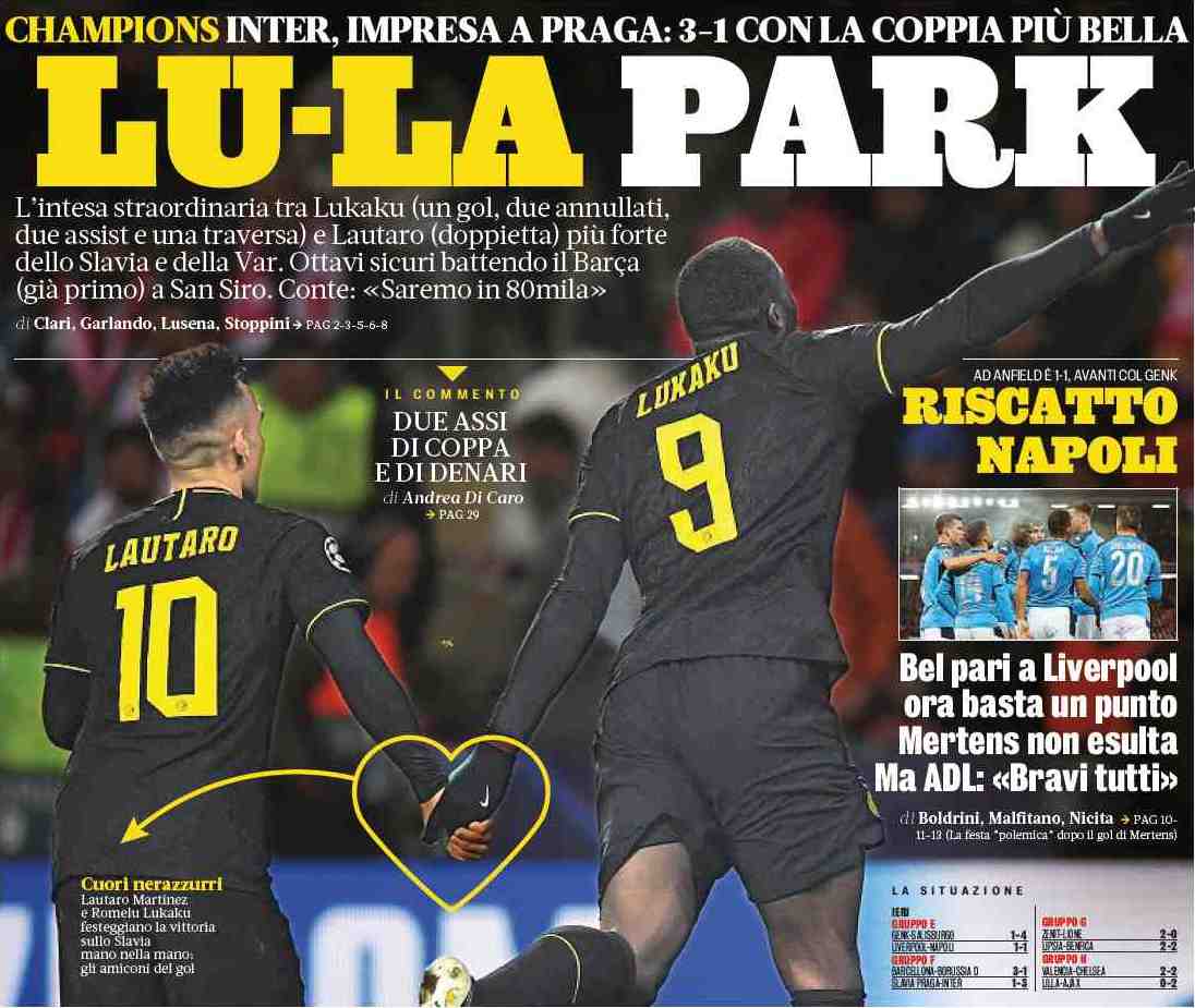Лу-Ла Парк. Заголовки Gazzetta, TuttoSport и Corriere за 28 ноября