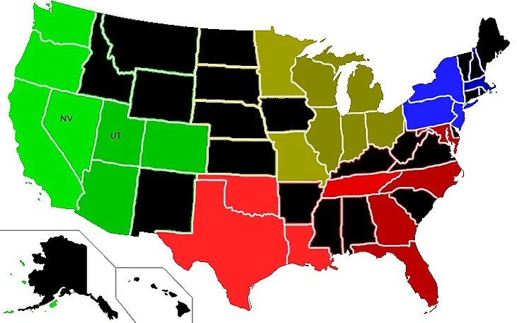 Присутствие спортивных команд в штате