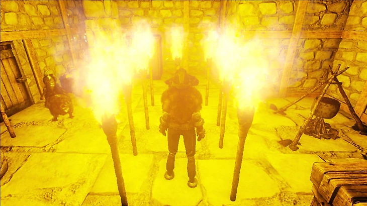 Обогрев на базе, кадр из ARK: Survival Evolved