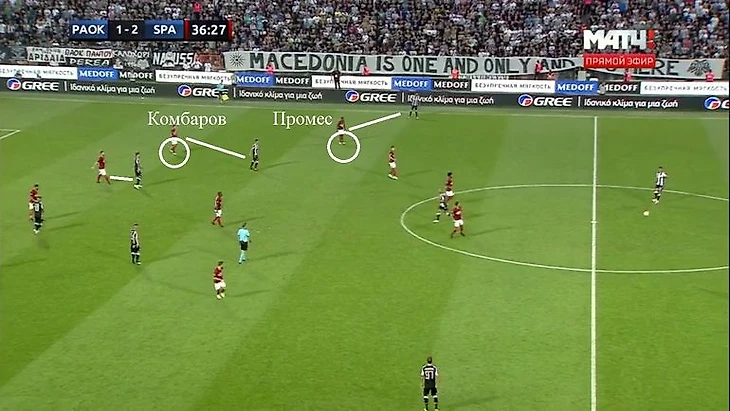 Эпизод матча ПАОК - &quout;Спартак&quout; - 2:3.
