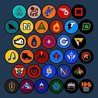 Логотипы клубов НХЛ в ретро-стиле (32/32)