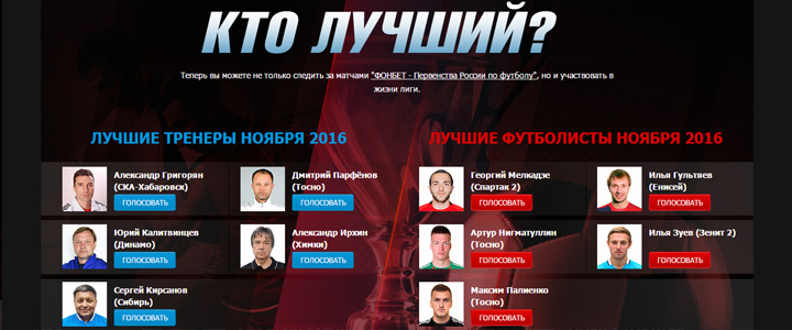 Голосуйте за лучших тренеров и игроков ФНЛ в ноябре!