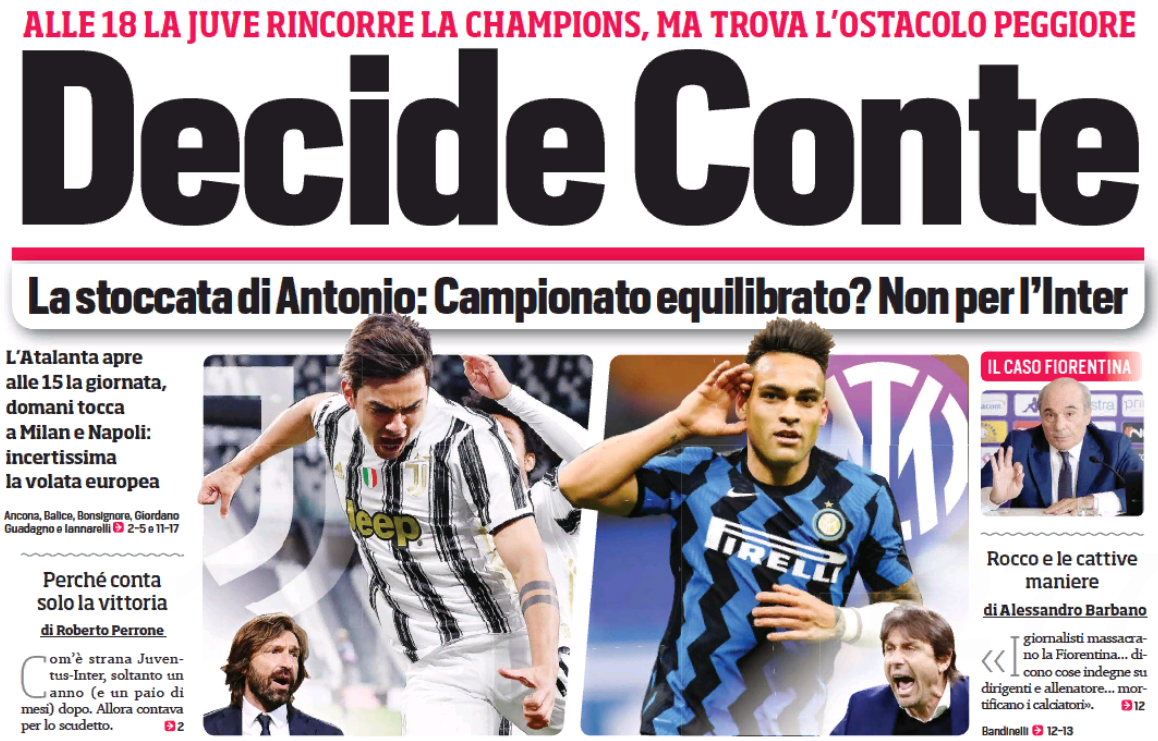 Решает Конте. Заголовки Gazzetta, TuttoSport и Corriere за 15 мая