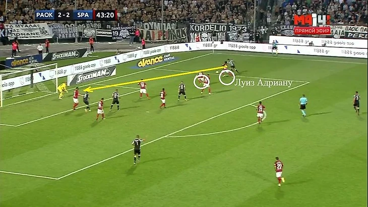 Эпизод матча ПАОК - &quout;Спартак&quout; - 2:3.