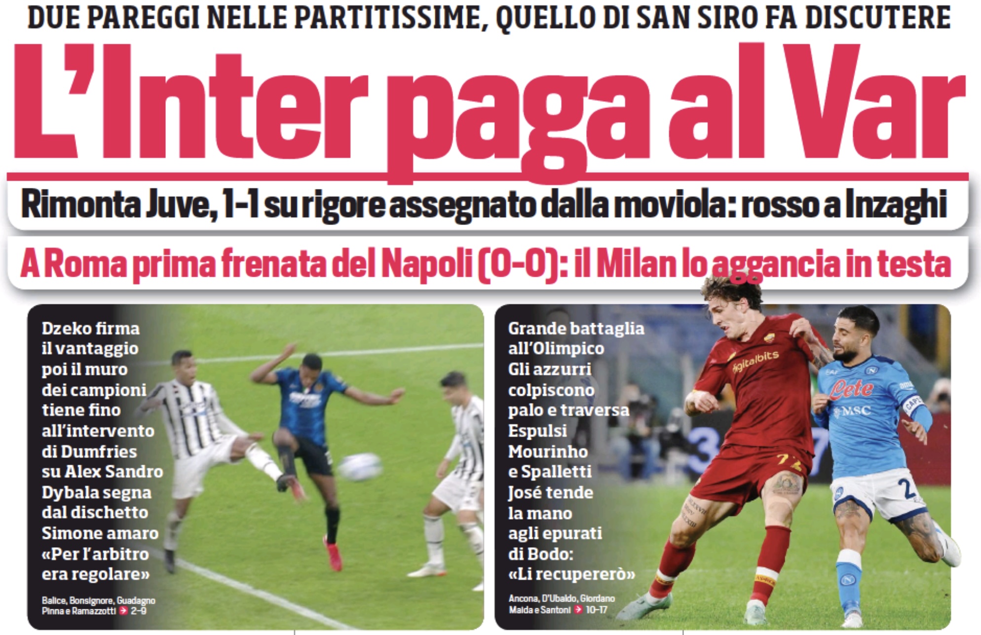 «Интер» платит за ВАР. Заголовки Gazzetta, TuttoSport и Corriere за 25 октября
