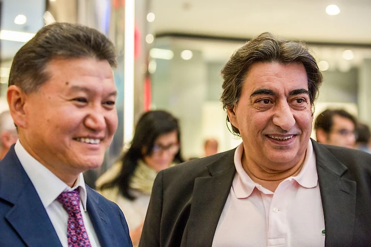 Makropoulos and Ilyumzhinov in 2016 in Thessaloniki.