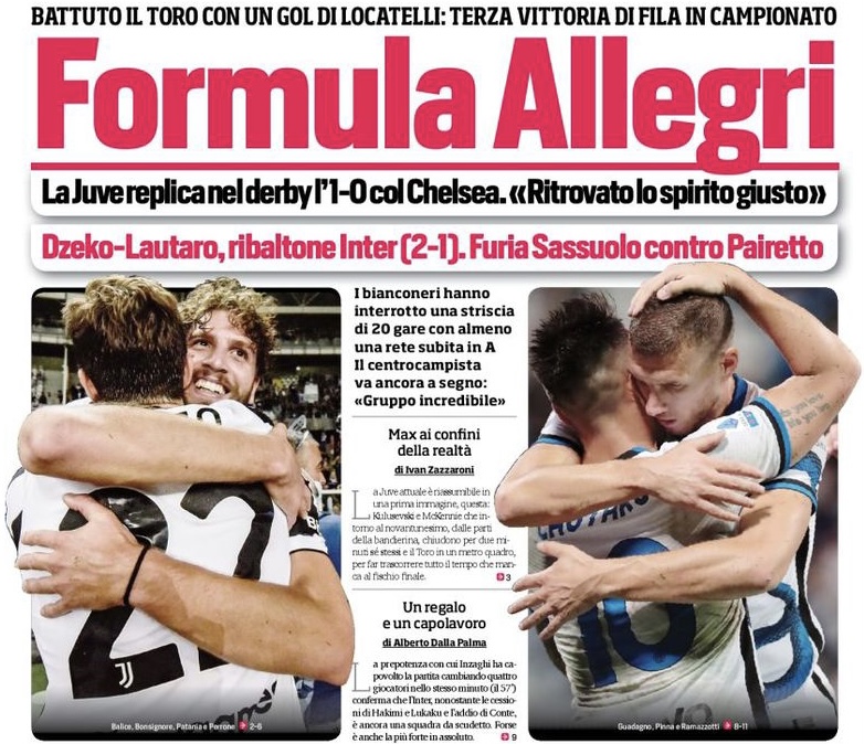 Формула Аллегри. Заголовки Gazzetta, TuttoSport и Corriere за 3 октября