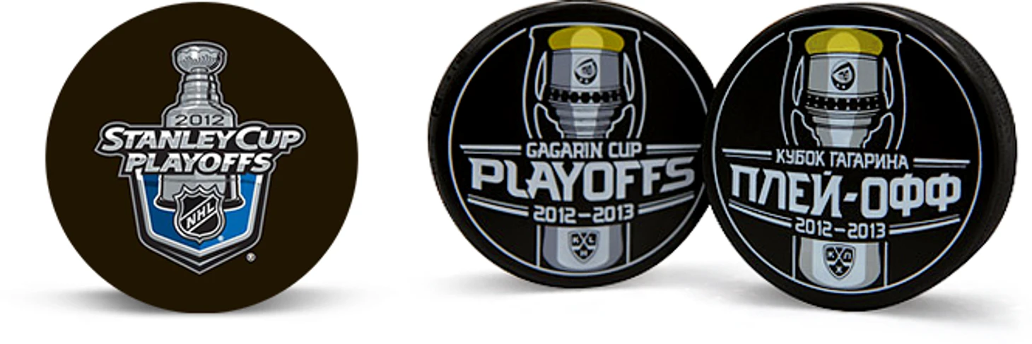 NHL and KHL pucks