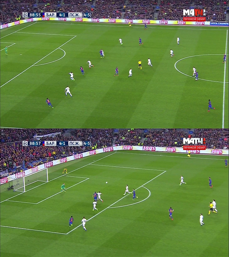 Месси отдаёт пас Суаресу