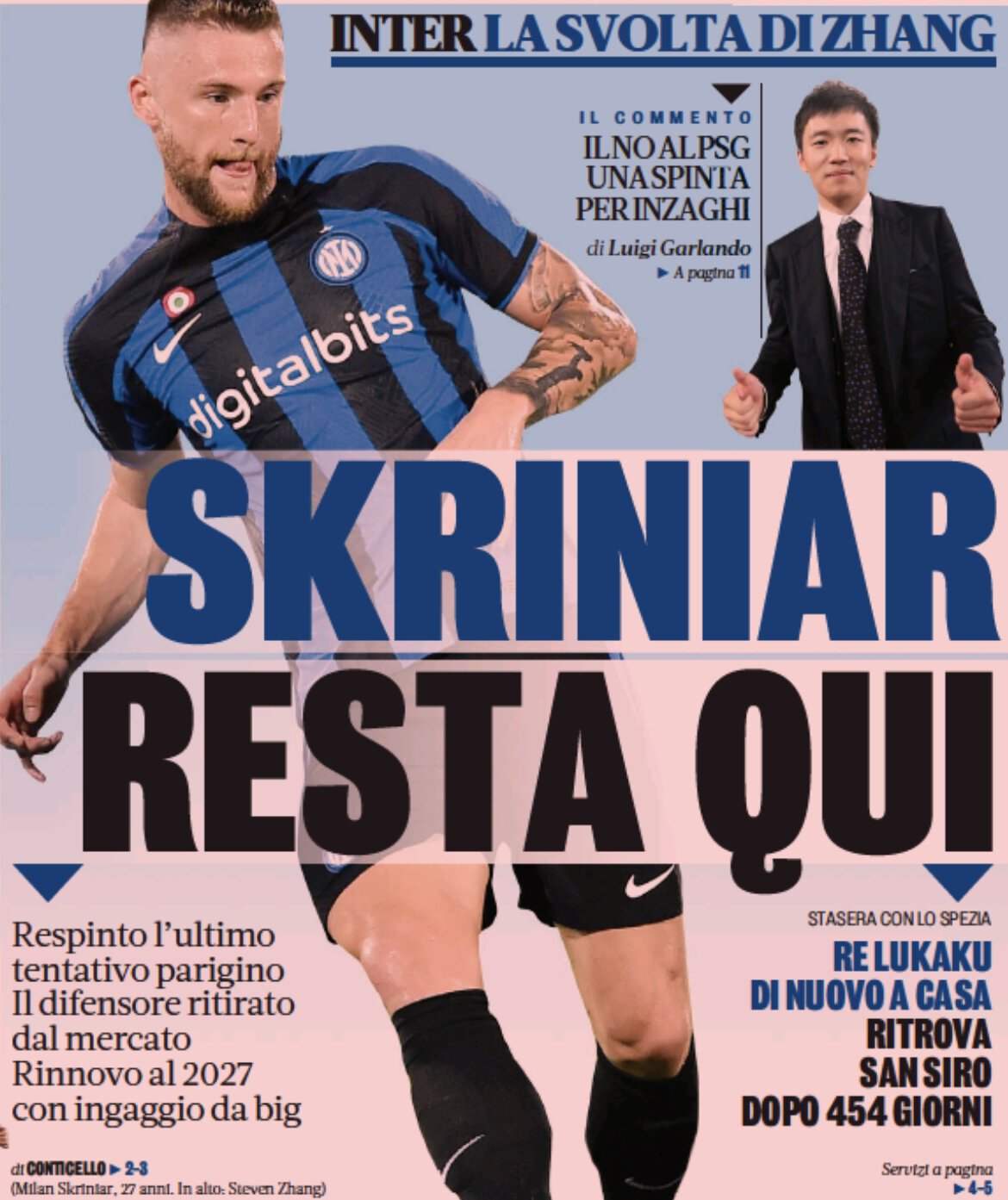 Шкриньяр останется здесь. Заголовки Gazzetta, TuttoSport и Corriere за 20 августа