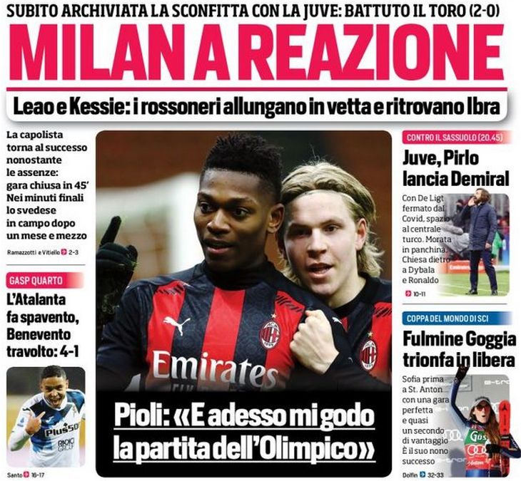 «Милан» отреагировал. Заголовки Gazzetta, TuttoSport и Corriere за 10 января