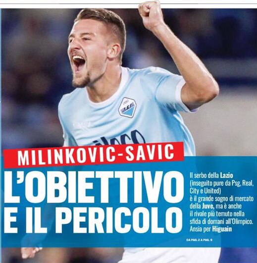 Милинкович-Савич, цель и угроза. Заголовки Gazzetta, TuttoSport и Corriere за 1 марта