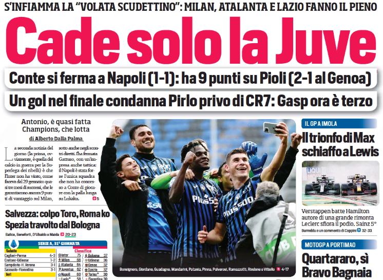 Только «Юве» терпит крах. Заголовки Gazzetta, TuttoSport и Corriere за 19 апреля