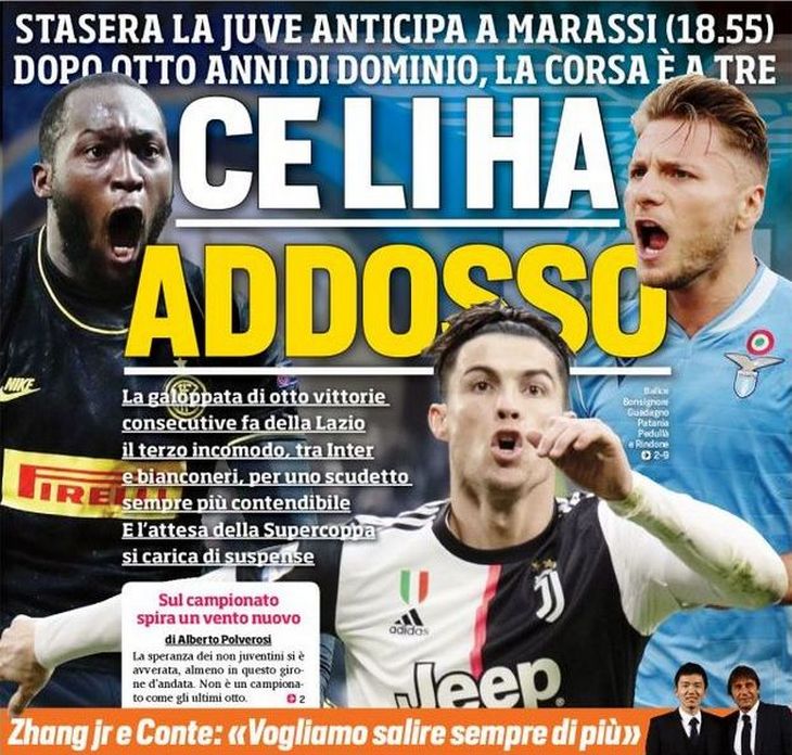 У него есть они вблизи. Заголовки Gazzetta, TuttoSport и Corriere за 18 декабря