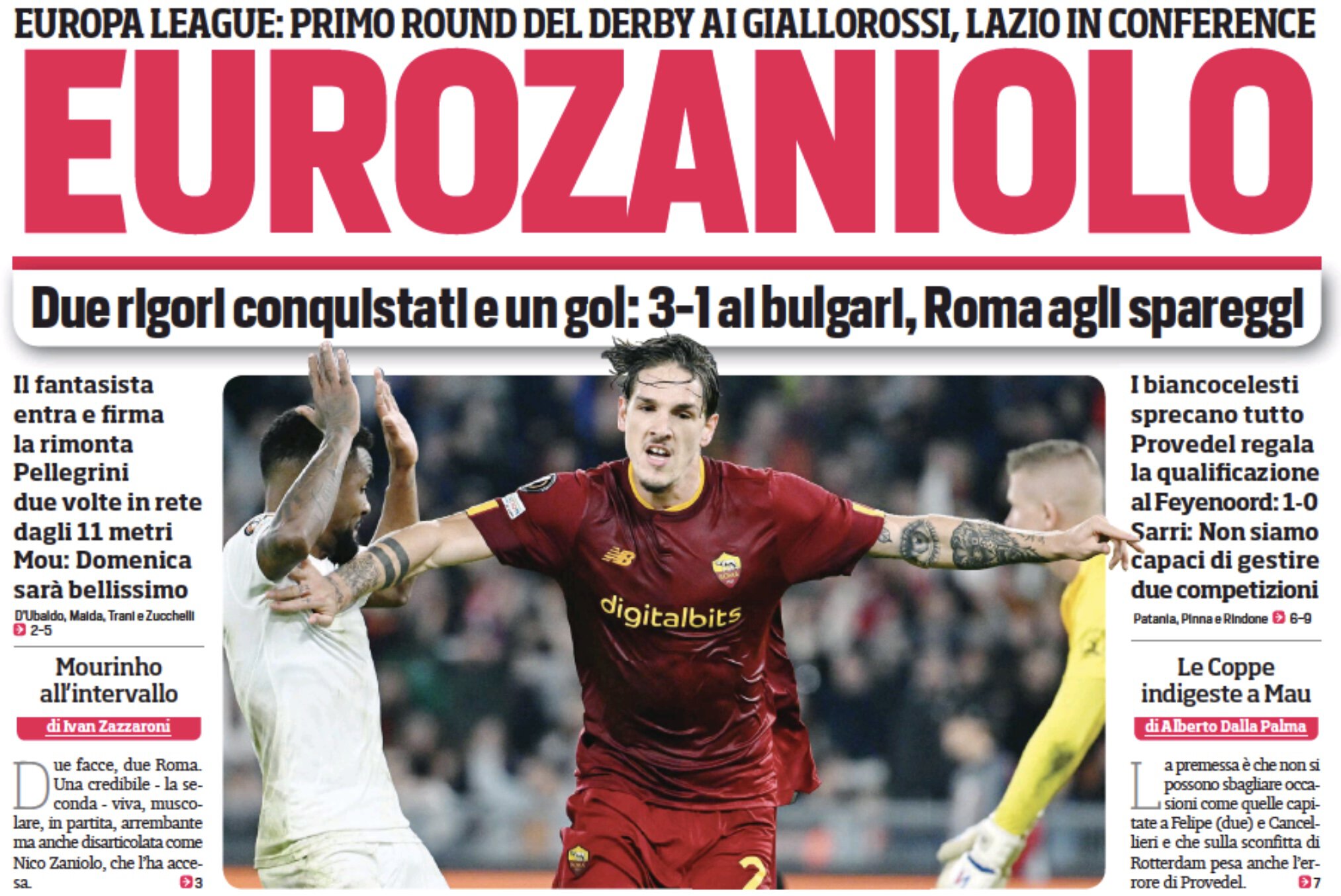 ЕвроДзаньоло. Заголовки Gazzetta, TuttoSport и Corriere за 4 ноября