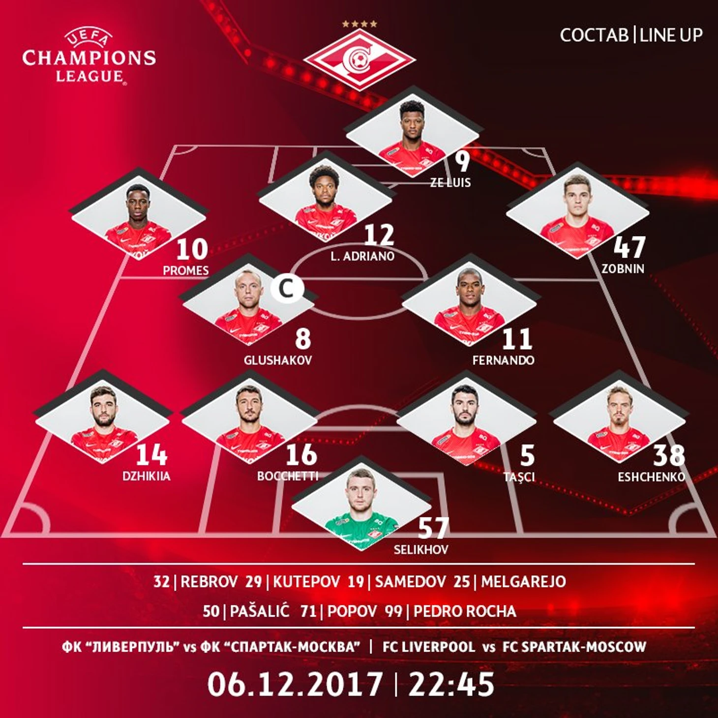 Состав на матч