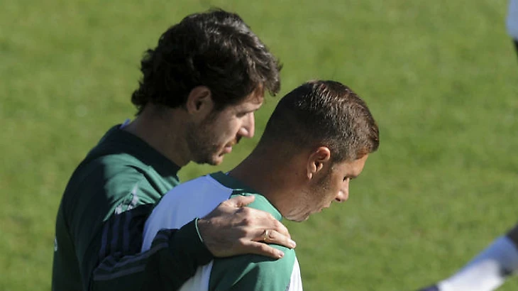 Víctor y Joaquín, juntos en el entrenamiento de ayer