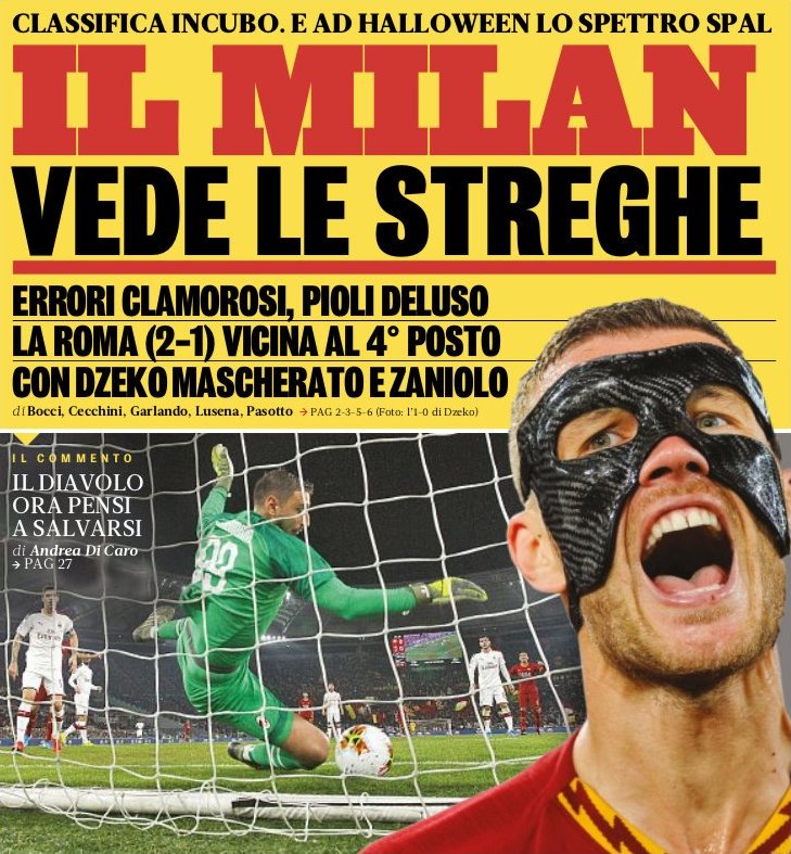 «Милан» видит ведьм. Заголовки Gazzetta, TuttoSport и Corriere за 28 октября