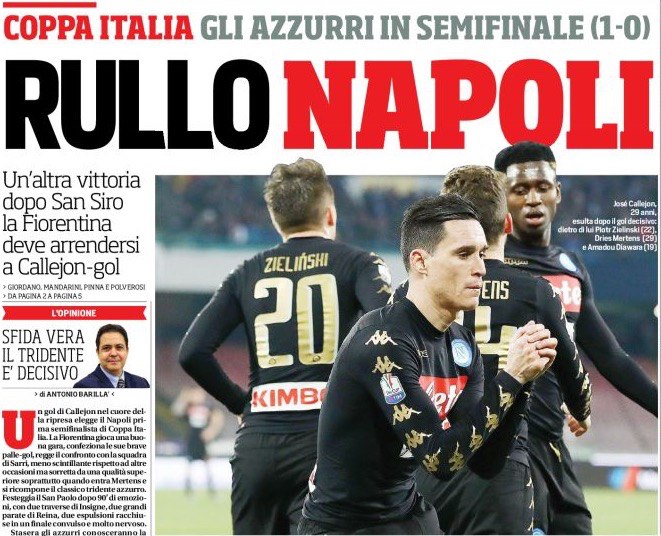 «Каток «Наполи». Заголовки Gazzetta, TuttoSport и Corriere за 25 января