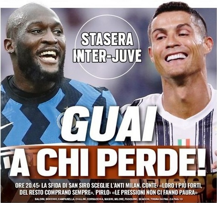 Беда тому, кто проиграет! Заголовки Gazzetta, TuttoSport и Corriere за 17 января