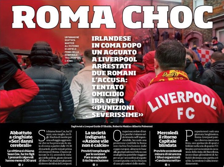 Шок «Ромы». Заголовки Gazzetta, TuttoSport и Corriere за 26 апреля