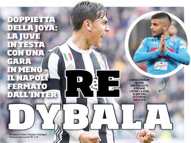 Король Дибала. Заголовки Gazzetta, TuttoSport и Corriere за 12 марта