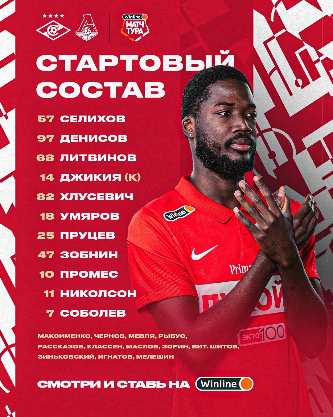 Состав «Спартака» в дерби с «Локо»