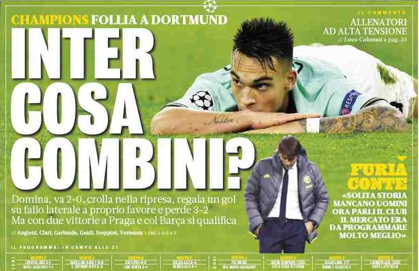 «Интер», что ты делаешь? Заголовки Gazzetta, TuttoSport и Corriere за 6 ноября