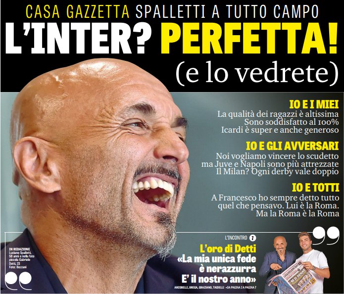 «Интер»? Идеален! (И вы увидите). Заголовки Gazzetta, TuttoSport и Corriere за 8 сентября