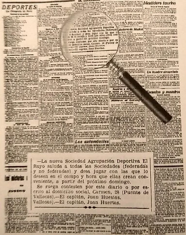 Пердставление клуба широкой общественности. Самый первый документ в истории Райо Вальекано. Газета Ла Либертад от 4 июня 1924 года
