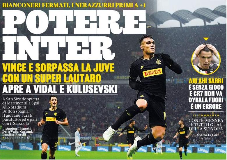 Сила «Интера». Заголовки Gazzetta, TuttoSport и Corriere за 2 декабря