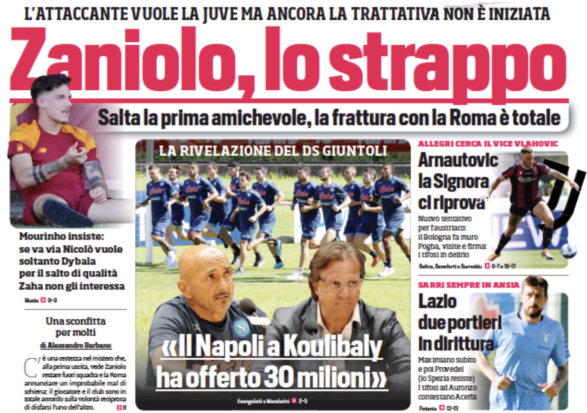 Дзаньоло, разрыв. Заголовки Gazzetta, TuttoSport и Corriere за 10 июля